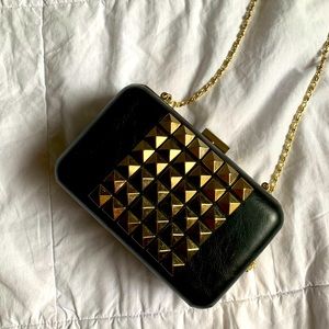 Forever 21 black studded clutch with chain